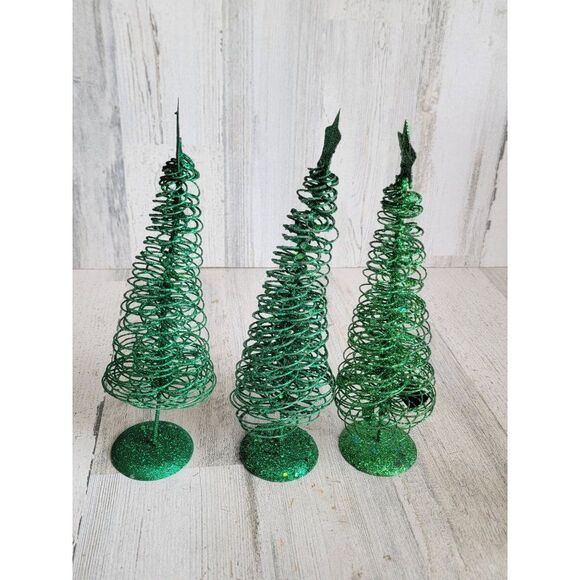 Glitter green star pine tree xmas Home decor metal - Picture 6 of 9